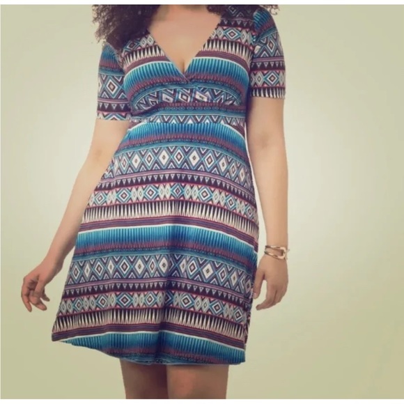 Poppy & Bloom Dress size 12 0X Geometric Print Made In USA A-Line - Picture 7 of 8